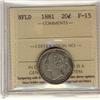 Image 1 : NFLD 1881 20¢ ICCS F-15