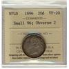 Image 1 : NFLD 1896 20¢ Small 96 Obv 2 ICCS VF-20