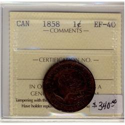 1858  1¢ ICCS  EF40 