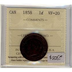 1858 1¢  ICCS VF-20