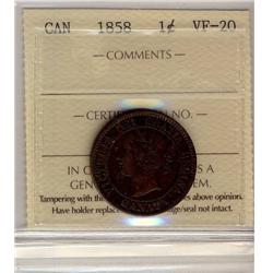 1858 1¢ ICCS VF-20