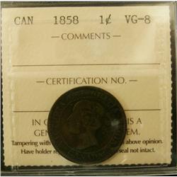 1858 1¢ ICCS VG8.  
