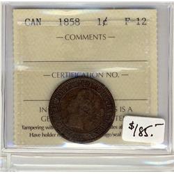1858 1¢ ICCS F-12