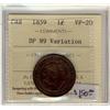 Image 1 : 1859  1¢ DP N9 Variation ICCS VF20