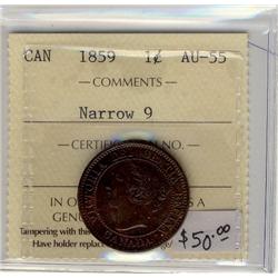 1859  1¢ N9  ICCS AU55