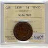 Image 1 : 1859  1¢ Wide 9/8  ICCS VF30 