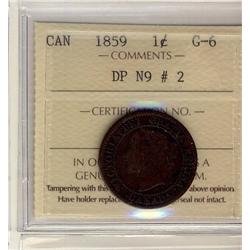 1859 1¢ DP N9 #2 ICCS G-6