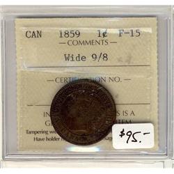 1859 1¢ Wide 9/8 ICCS F-15