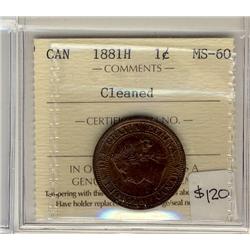 1881H 1¢  ICCS MS60 Cln