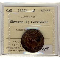 1882H Obv 1  1¢ ICCS AU55 Corr