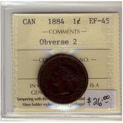1884  Obv 2  1¢  ICCS EF45  