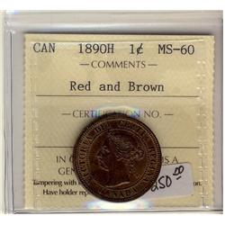 1890H  1¢  ICCS MS60 RB 