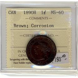 1890H 1¢ ICCS MS60 Corr. 