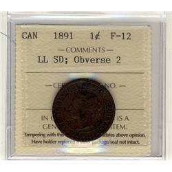 1891 1¢ SDLL Obv 2  ICCS F-12