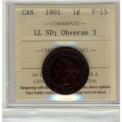 1891 1¢ SDLL Obv 3  ICCS F-15