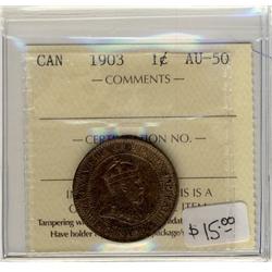1903  1¢ ICCS AU50