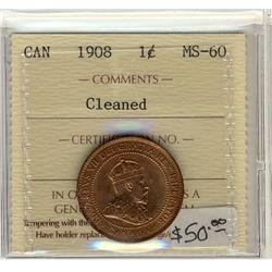 1908 1¢ ICCS MS60 Cln