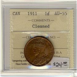 1911 1¢ ICCS AU55 Cln