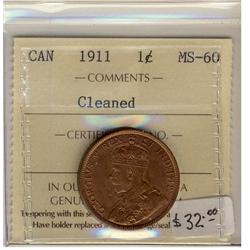 1911 1¢ ICCS MS60 Cln