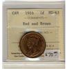 Image 1 : 1916  1¢ ICCS MS63 RB  