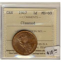1917 1¢  ICCS MS60 Cln