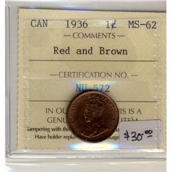 1936  1¢ ICCS MS62 RB