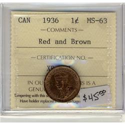 1936  1¢ ICCS MS63 RB