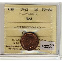 1942  1¢ ICCS MS64 Red 