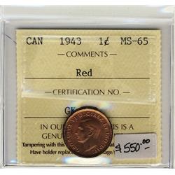 1943   1¢  ICCS MS65 Red