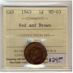1945  1¢ ICCS MS63 RB