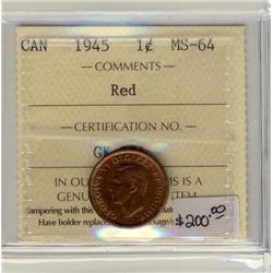 1945 1¢ ICCS MS64 Red