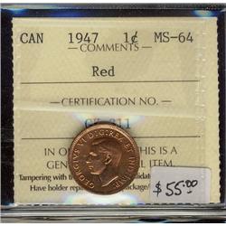 1947 1¢ ICCS MS64 Red