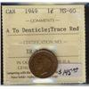 Image 1 : 1949  1¢ A To Denticle  ICCS MS60 Trace of Red