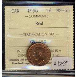 1950  1¢ ICCS MS63 Red