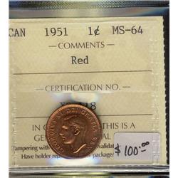 1951 1¢ ICCS MS64 Red