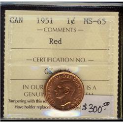 1951 1¢ ICCS MS65 Red