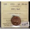 Image 1 : 1953  1¢ NSF ICCS MS64 Red