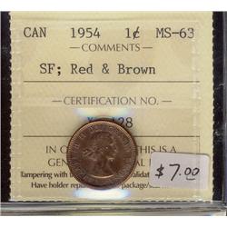 1954  1¢  SF  ICCS MS63 RB. 