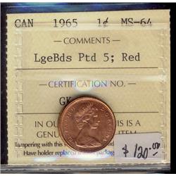 1965 1¢ LgBds Ptd 5 ICCS MS64 Red.