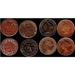 Lot of  four Victoria Large cents.  Includes  1886 Obv. 1, 1