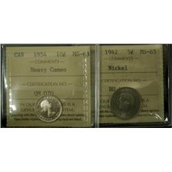 Lot of 3 ICCS graded coins, includes 1917 5¢ AU58, 1923 5¢ A