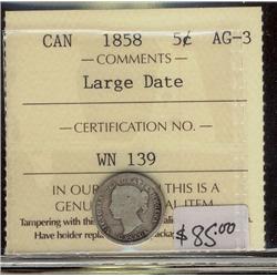 1858 5¢ LD ICCS AG3