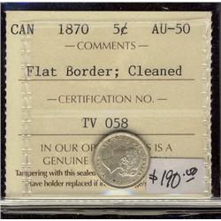 1870 5¢ FB ICCS AU50 Cln