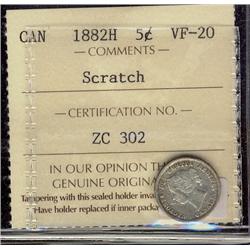 1882H 5¢ ICCS VF20 Scratch