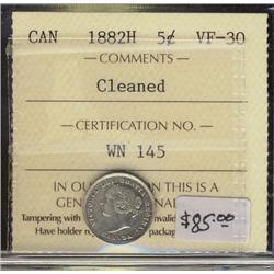 1882H 5¢ ICCS VF30 Cln