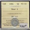 Image 1 : 1884  5¢ Near 4  ICCS VG10