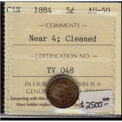 1884  5¢ Near 4 ICCS AU50 Cln