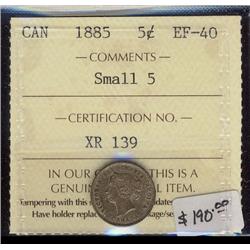 1885  5¢ Small 5  ICCS EF40