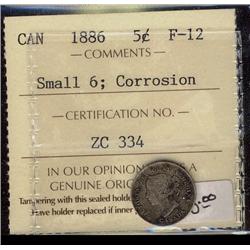 1886  5¢ Small 6  ICCS F12 Corr