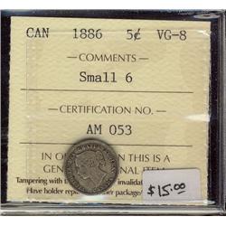 1886  5¢ Small 6  ICCS VG8